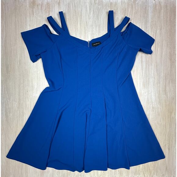 Lane Bryant Royal Blue Off Shoulder Strappy Fit & Flare Sweetheart Neck Dress 24 - Picture 1 of 15